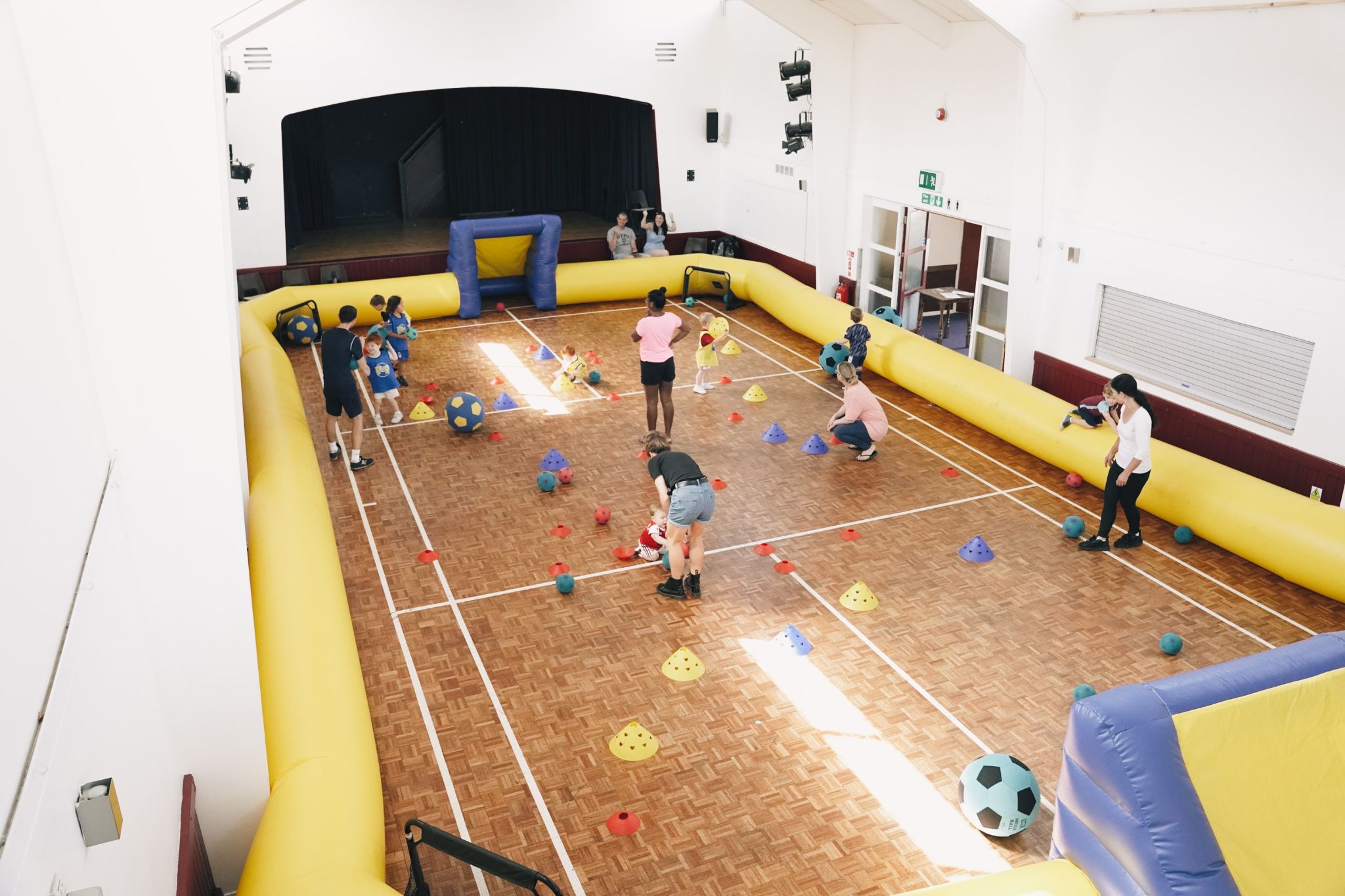 A wide angle shot from above of a Football Fun Factory Tots Football Fun Session